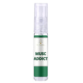 Clear glas sprayfles met groen-wit label voor Musc Addict Parfumspray
